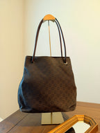 Vintage Gucci GG Brown Denim Shoulder