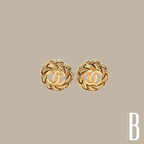 Chanel CC Logo Round Chain Clip-on Earring Gold