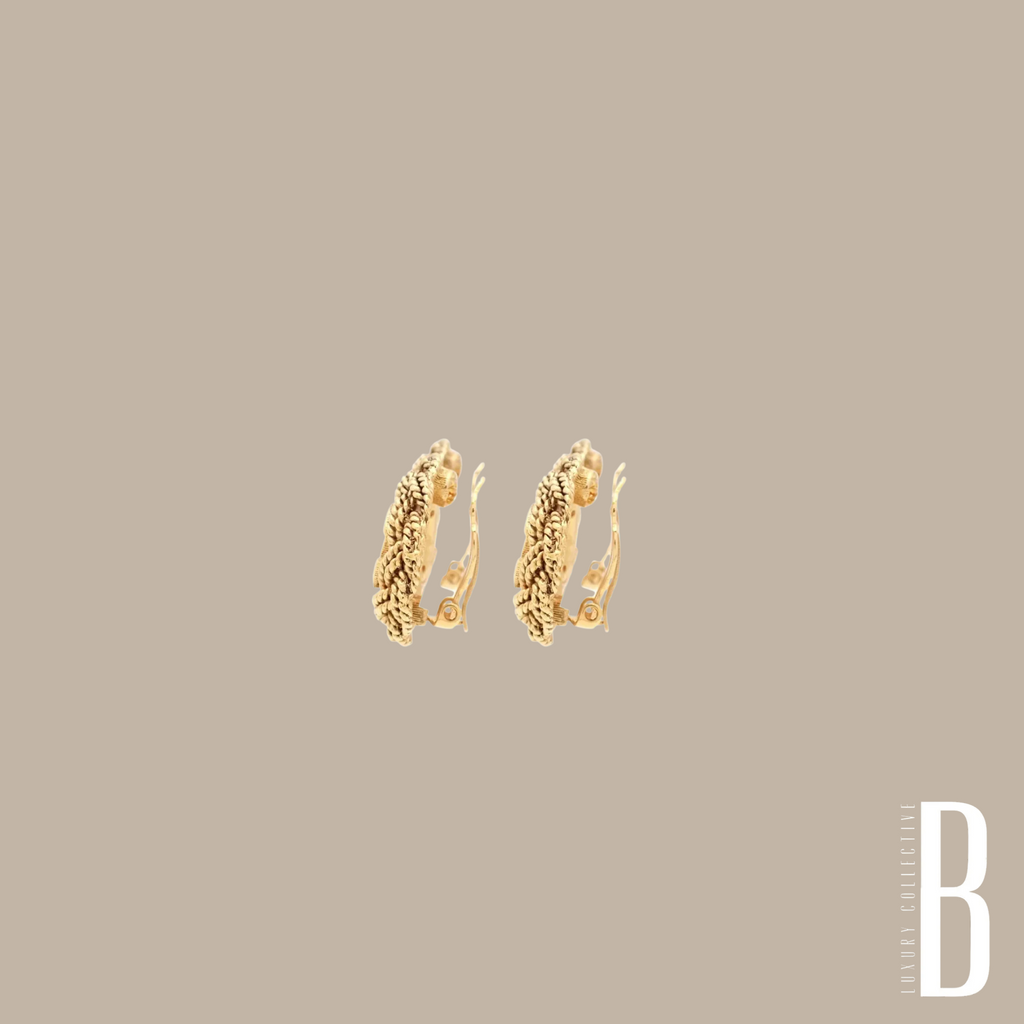 Chanel CC Logo Round Chain Clip-on Earring Gold