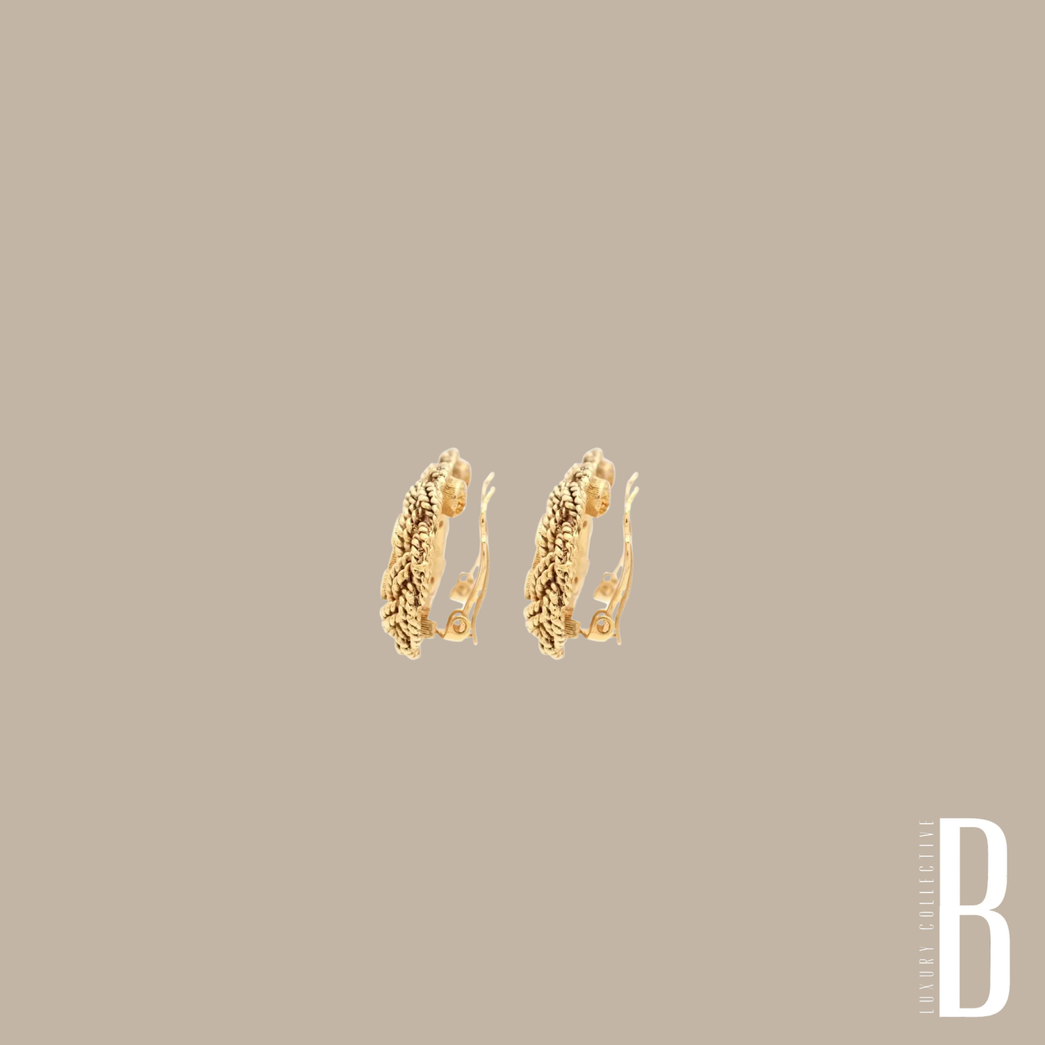 Chanel CC Logo Round Chain Clip-on Earring Gold