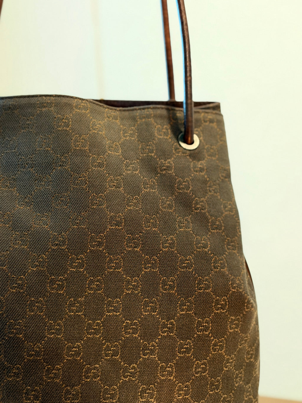 Vintage Gucci GG Brown Denim Shoulder