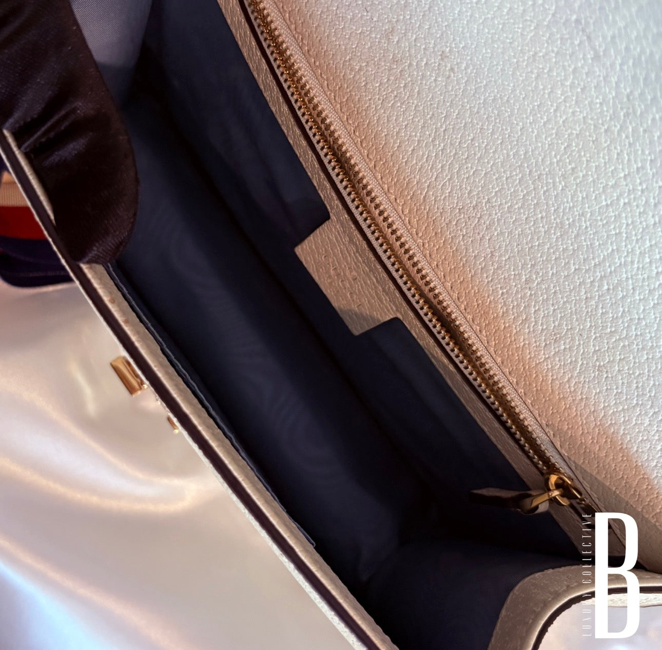 Gucci Textured Calfskin Bee Star Print Small Sylvie Shoulder Bag Mystic White