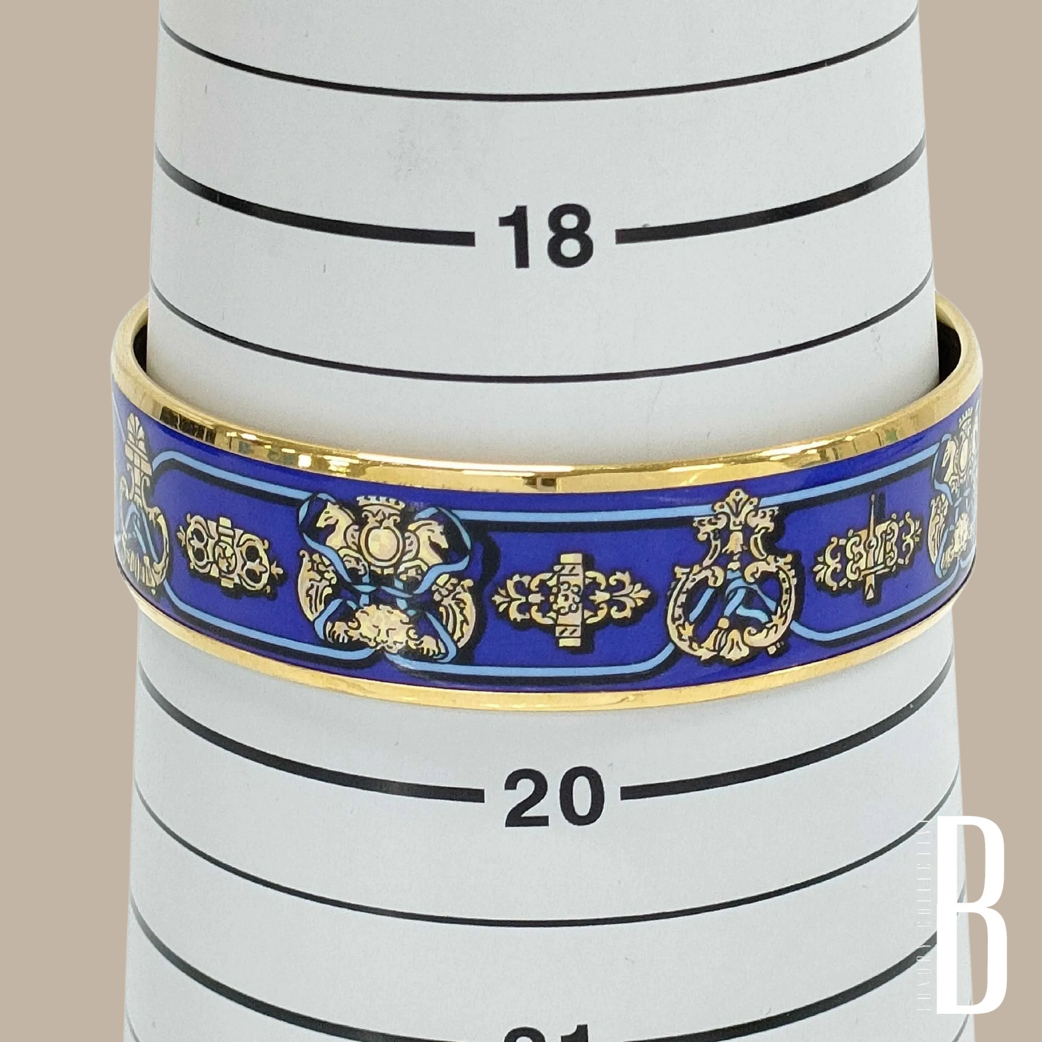 Hermes GM Emaille Bangle Blue Gold Plated