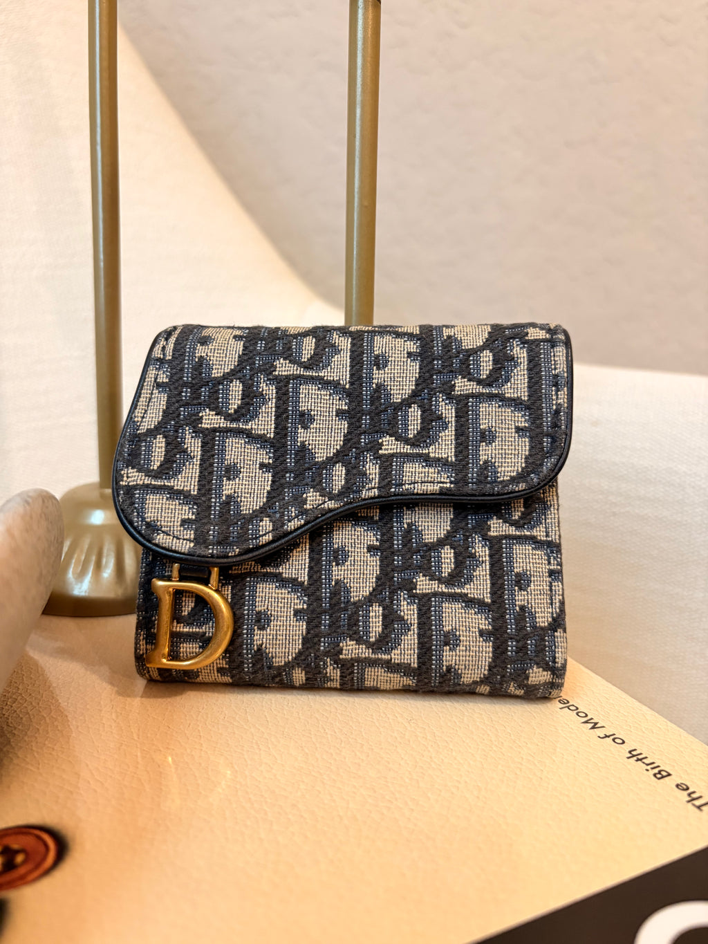 Dior Blue Oblique Jacquard Saddle Lotus Wallet🤍