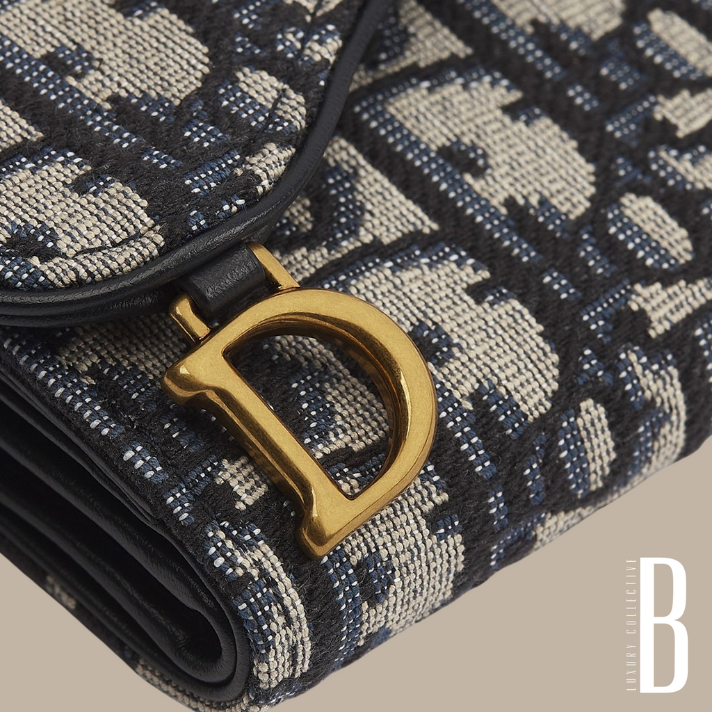Dior Blue Oblique Jacquard Saddle Lotus Wallet🤍