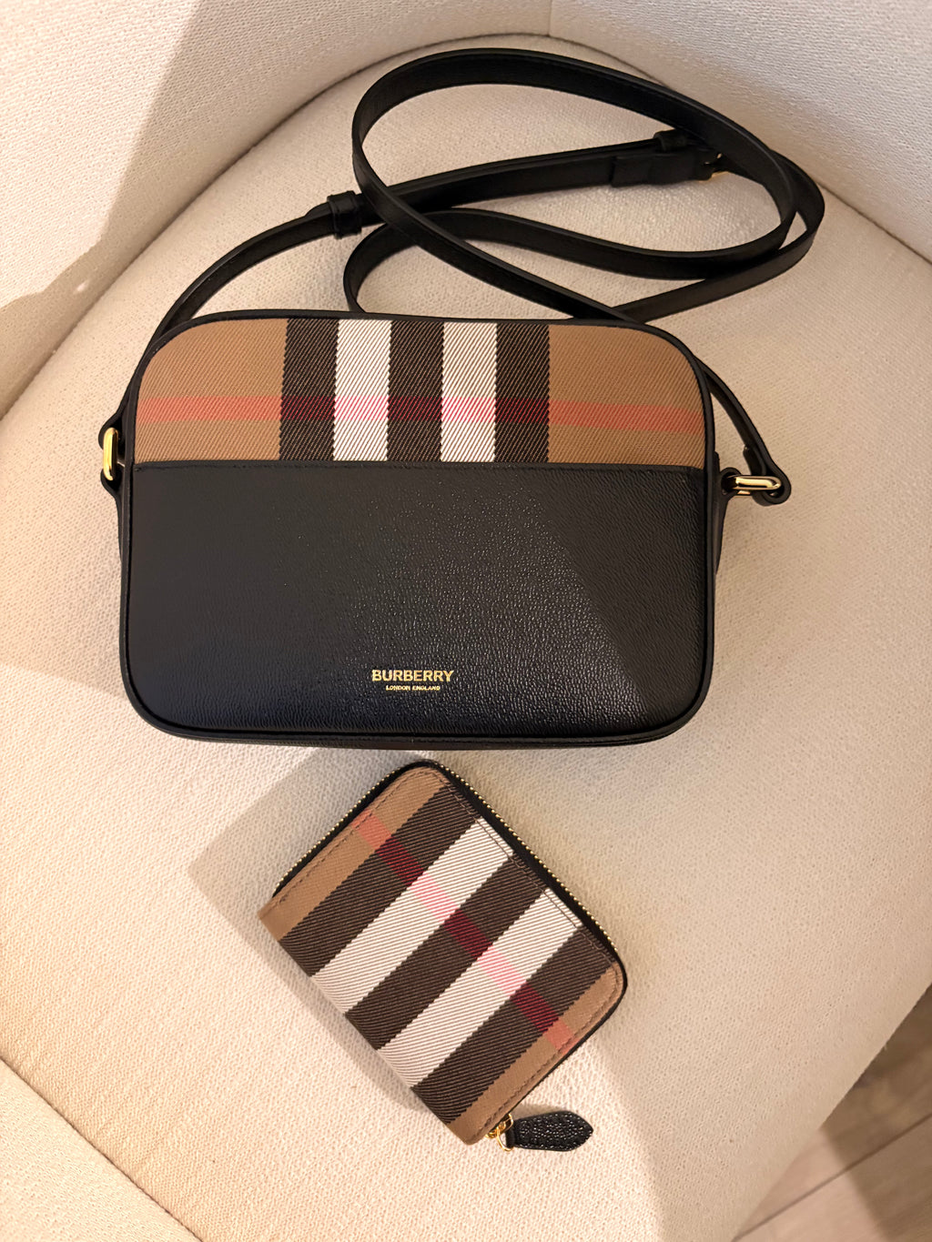 Burberry Nova Check Crossbody & Matching Zip Wallet Bundle