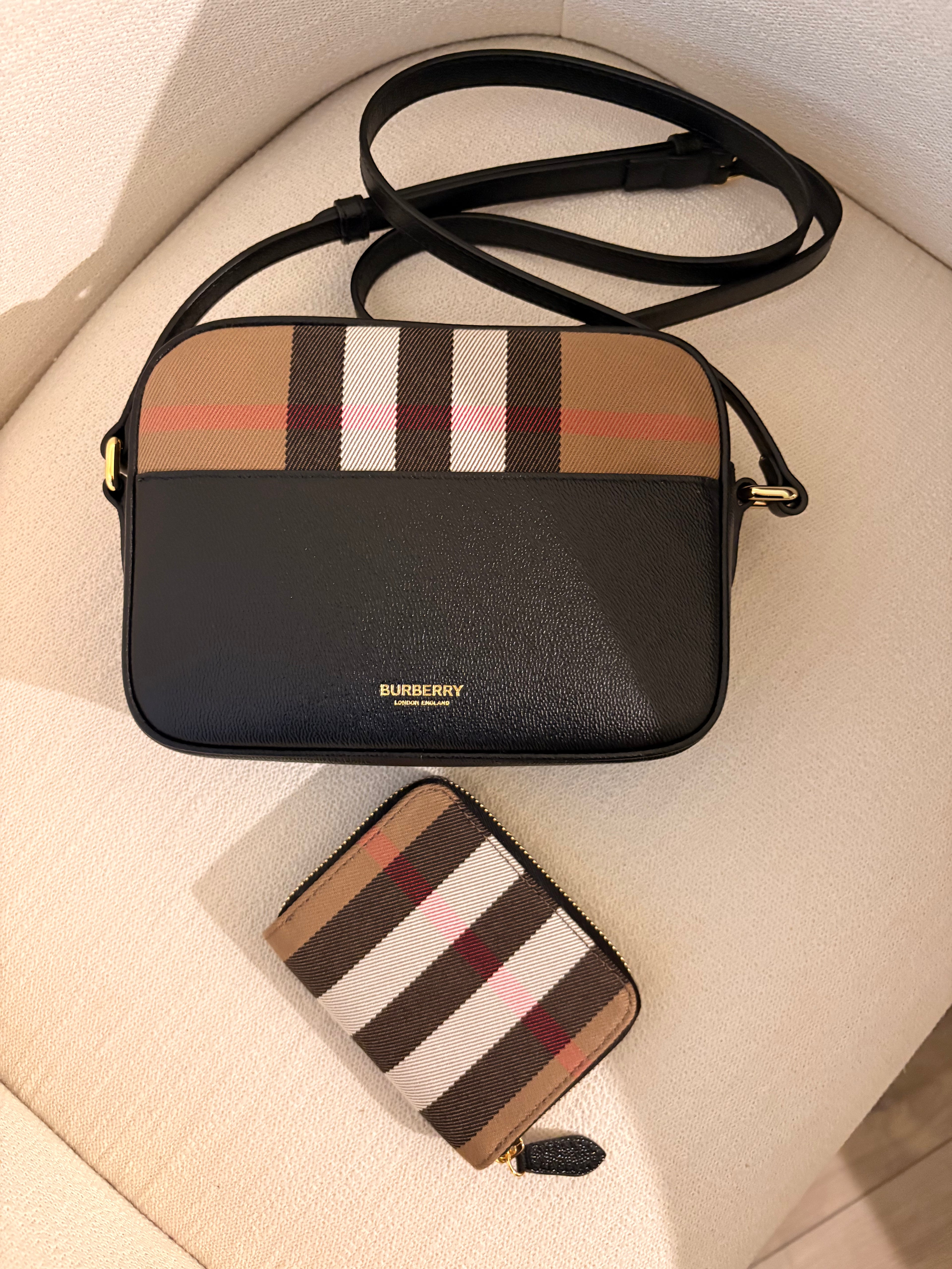 Burberry Nova Check Crossbody & Matching Zip Wallet Bundle