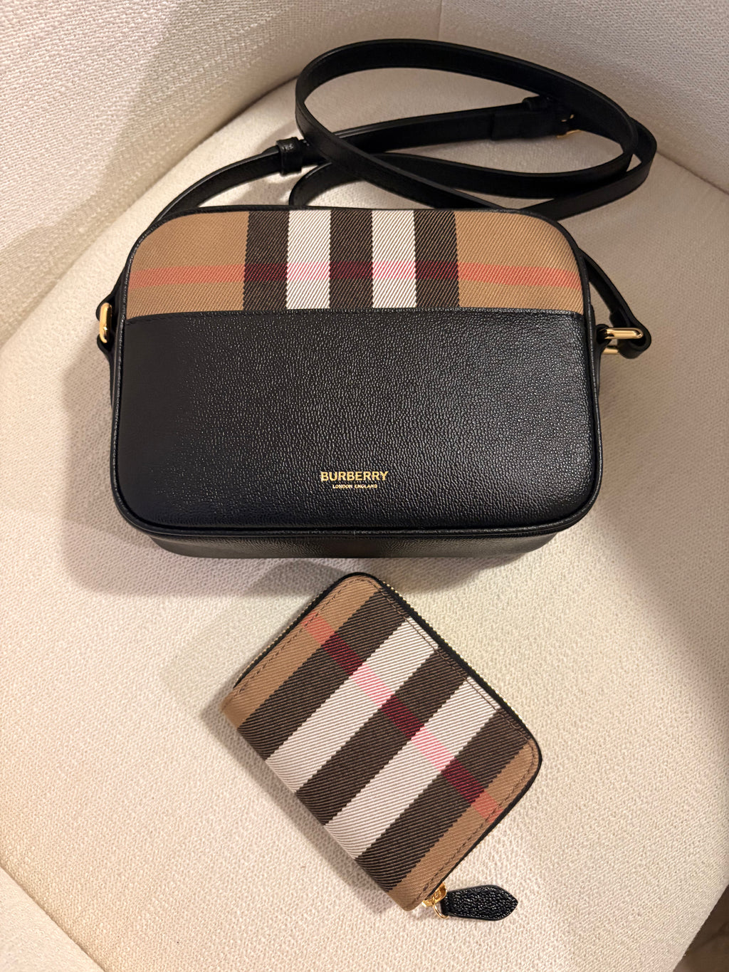 Burberry Nova Check Crossbody & Matching Zip Wallet Bundle
