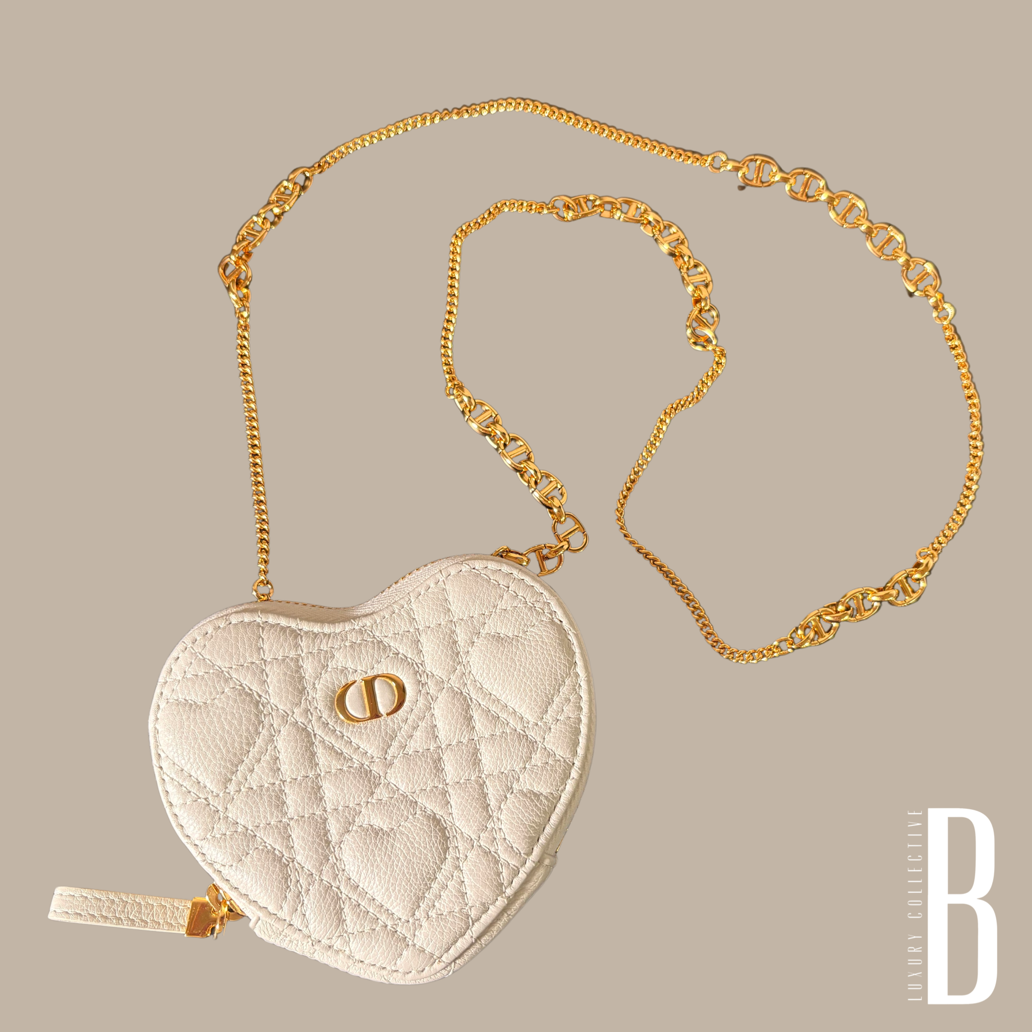 Christian Dior
DiorAmour Caro Heart Pouch with Chain Cannage Quilt Calfskin