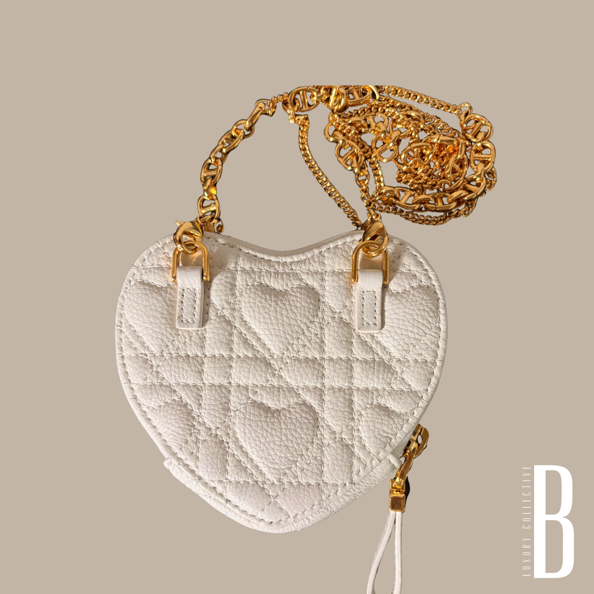 Christian Dior
DiorAmour Caro Heart Pouch with Chain Cannage Quilt Calfskin