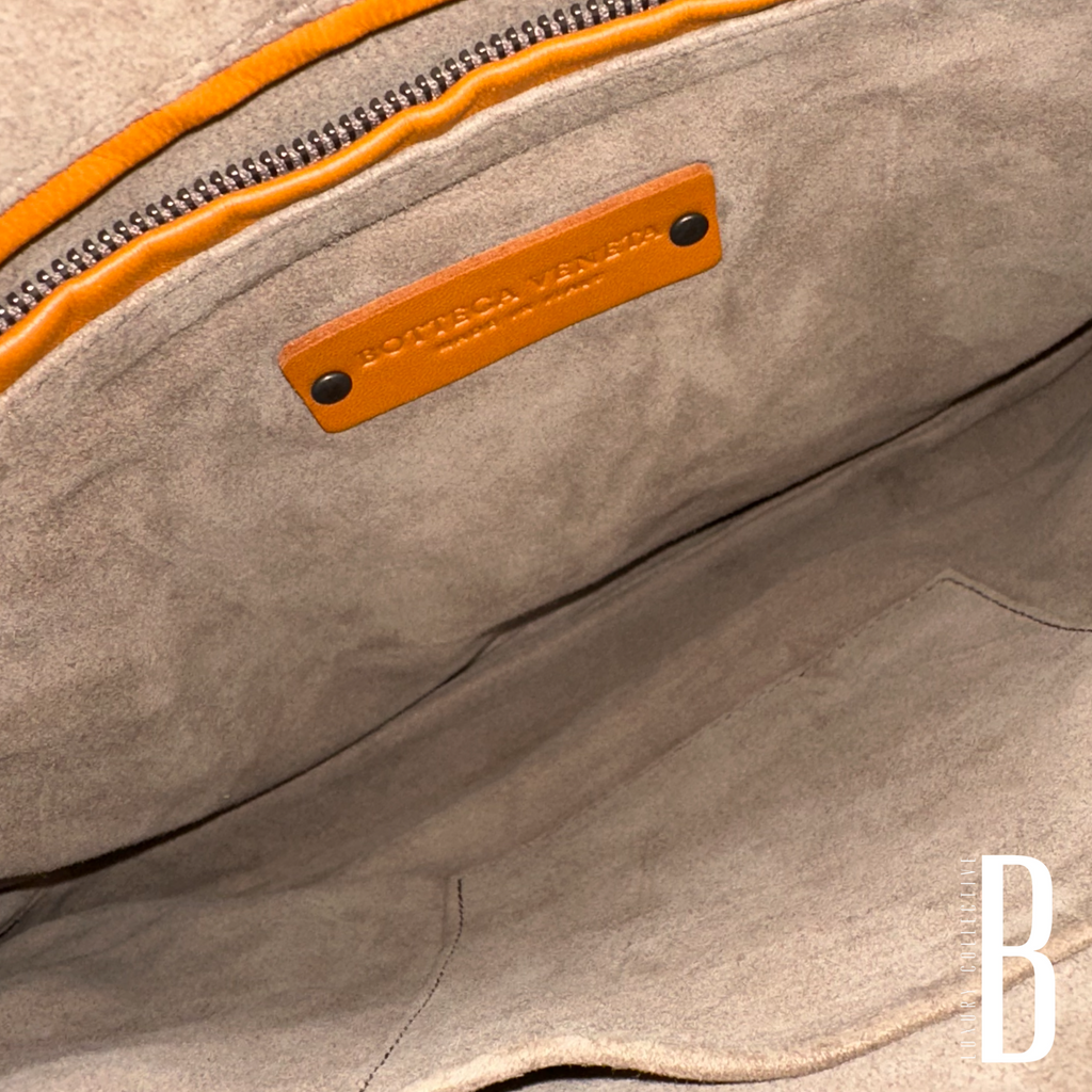 Bottega Veneta Intrecciato Leather Shoulder Bag Orange