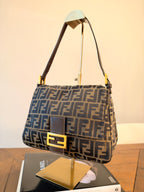 Vintage Fendi Zucca Mamma Baguette Shoulder Bag