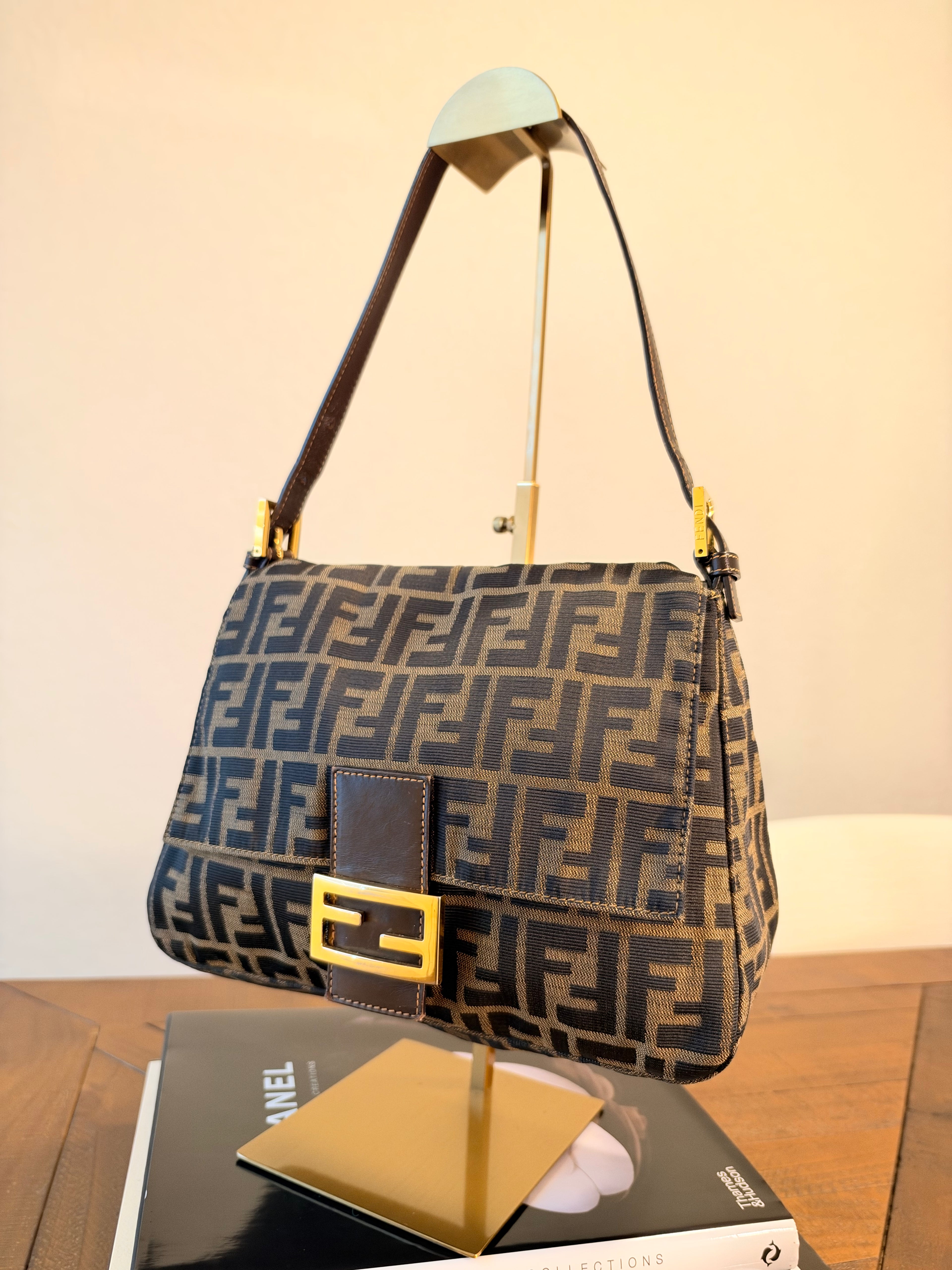 Vintage Fendi Zucca Mamma Baguette Shoulder Bag