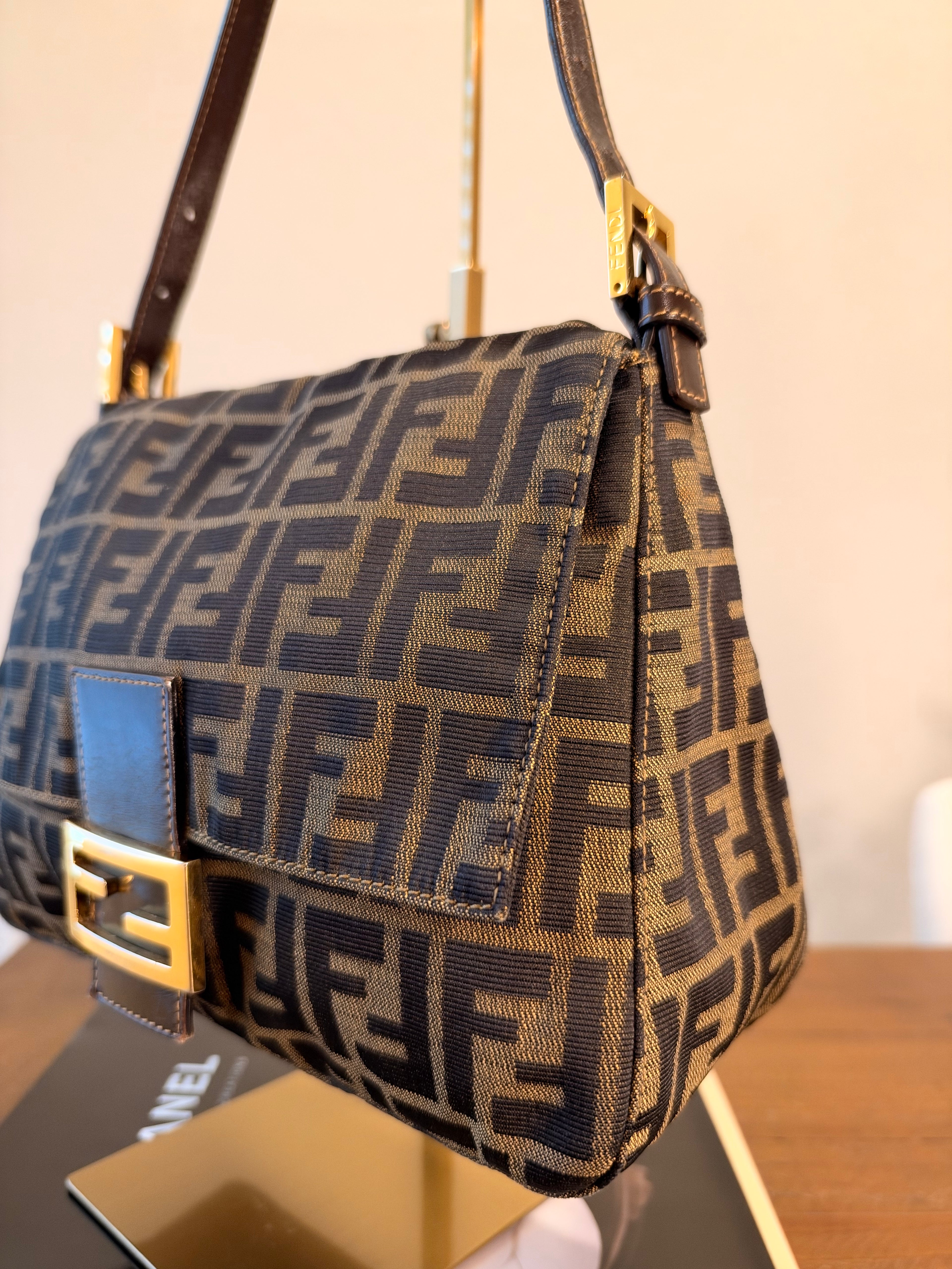 Vintage Fendi Zucca Mamma Baguette Shoulder Bag