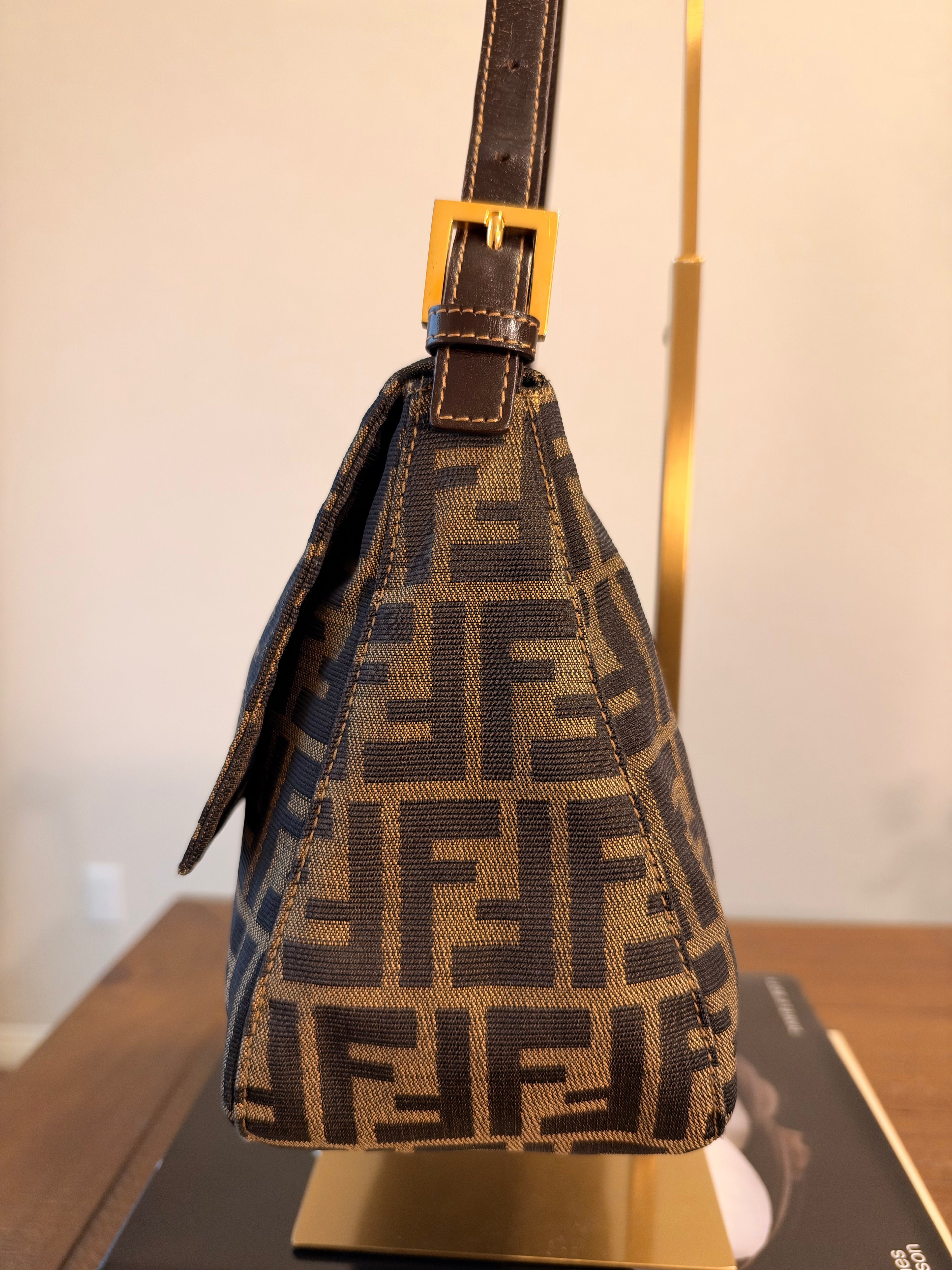 Vintage Fendi Zucca Mamma Baguette Shoulder Bag