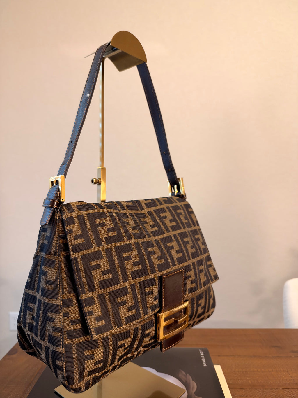 Vintage Fendi Zucca Mamma Baguette Shoulder Bag
