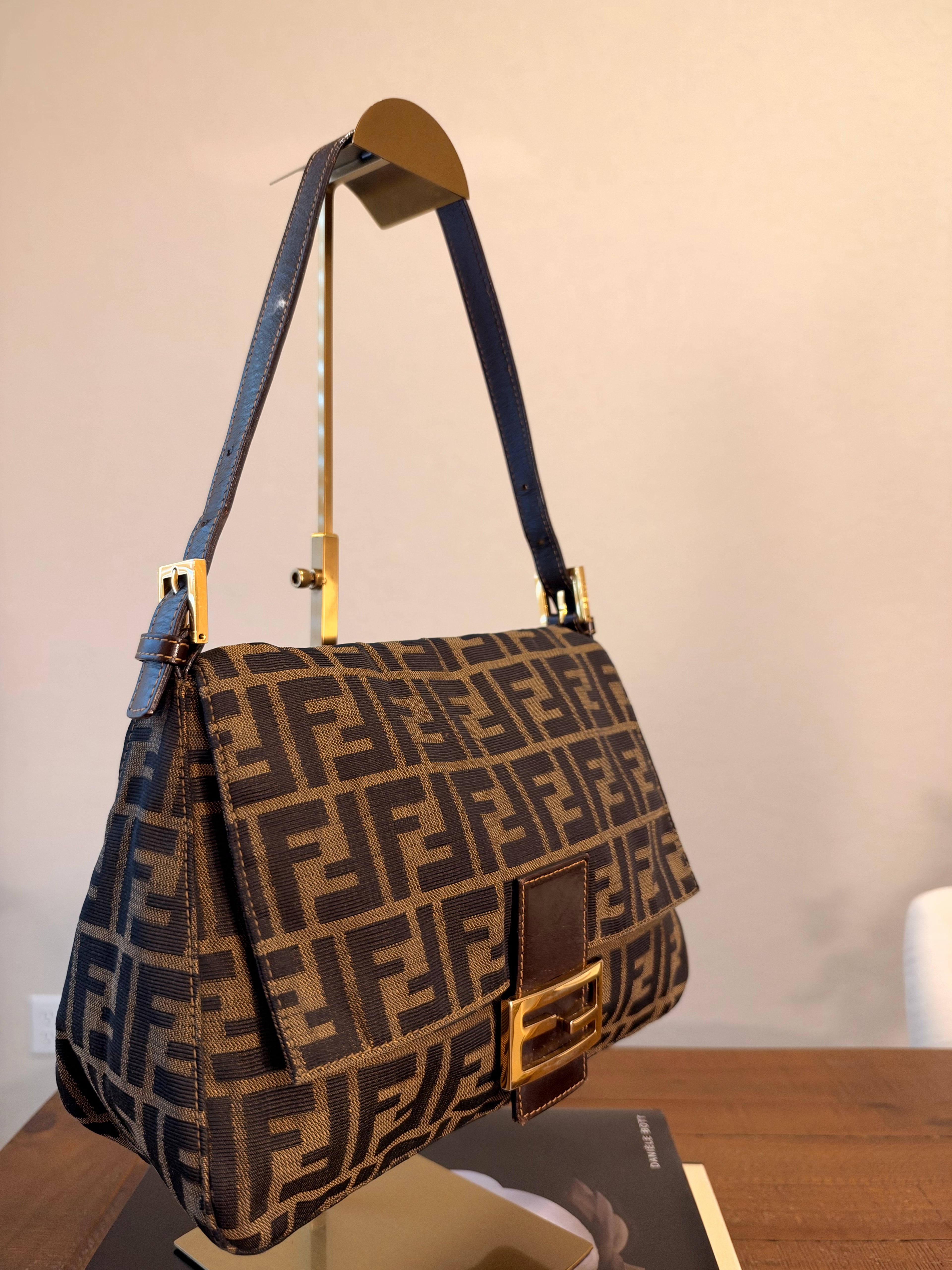 Vintage Fendi Zucca Mamma Baguette Shoulder Bag