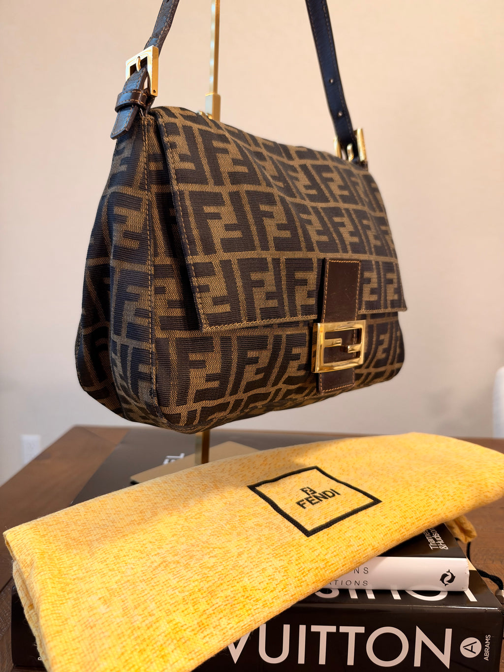 Vintage Fendi Zucca Mamma Baguette Shoulder Bag