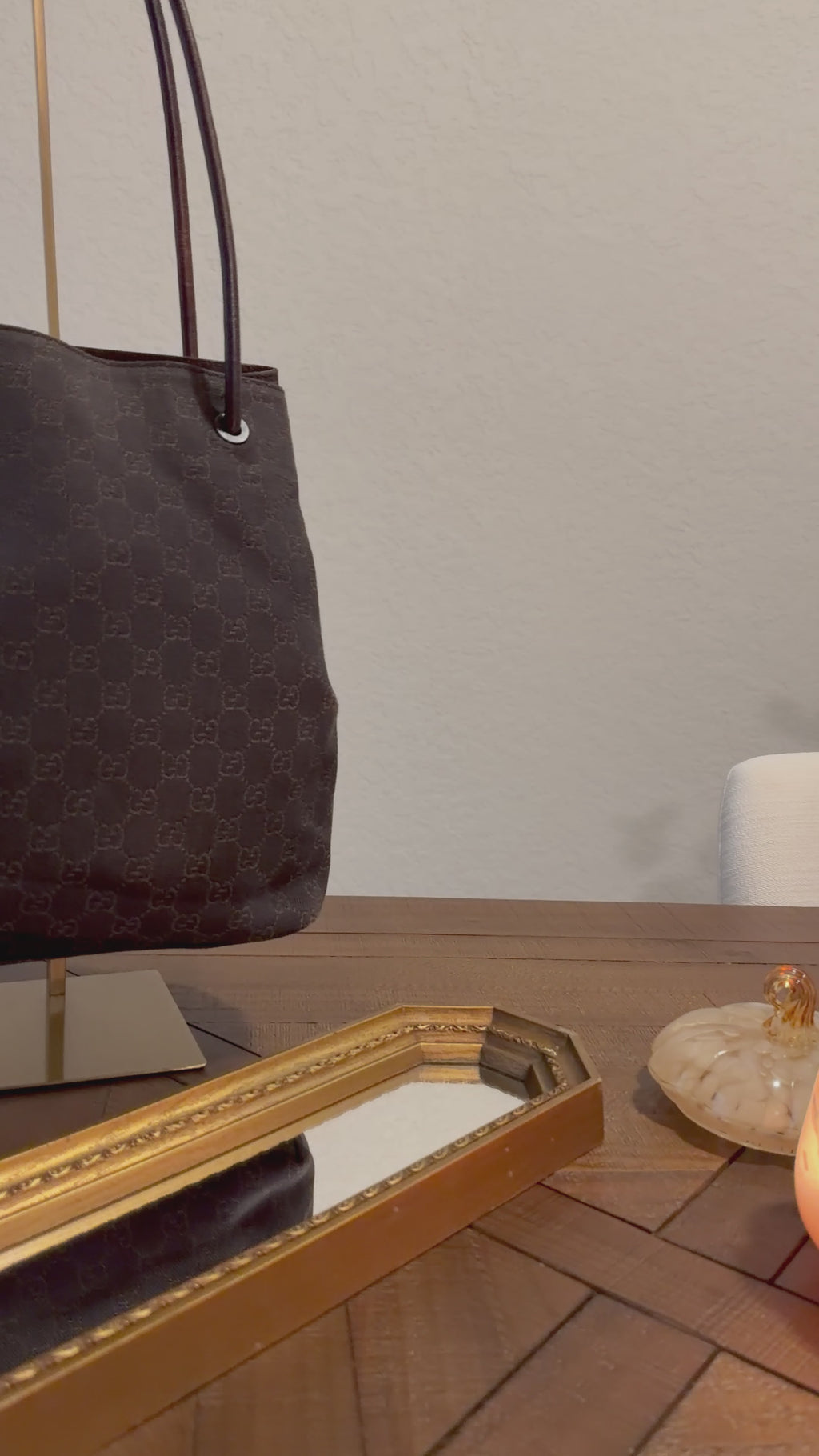 Vintage Gucci GG Brown Denim Shoulder